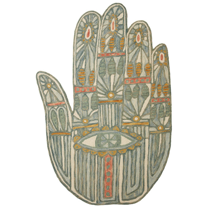 Justina Blakeney x Loloi Chaya Abstract Handmade Hand Hooked Wool Blue